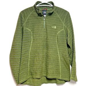 The North Face Moss Green Polartec Quarter Zip Fleece Base Layer Pullover Sz L